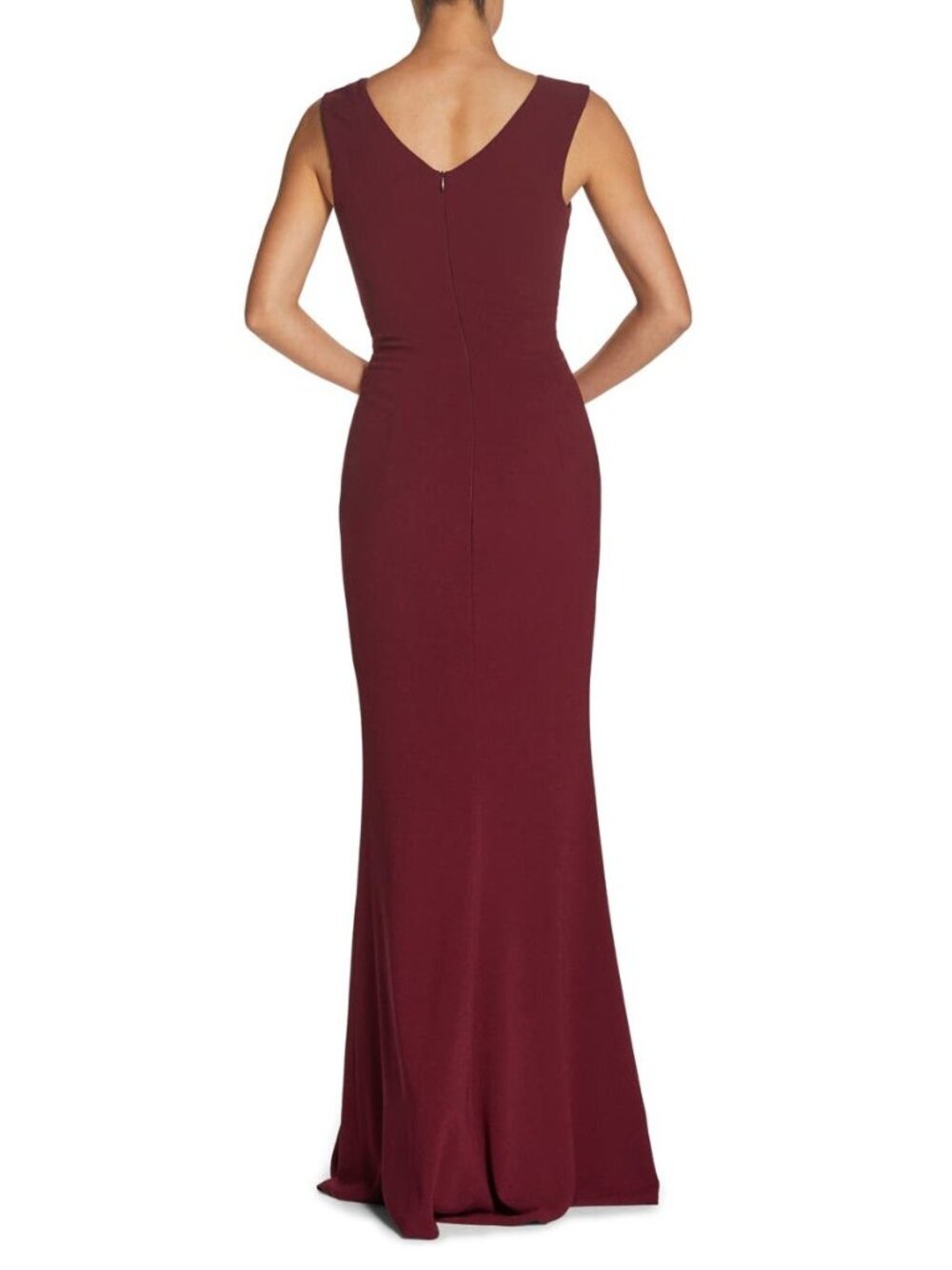 🆕DRESS THE POPULATION Plunge Sandra Trumpet Gown Dress Burgundy Medium 6 - Picture 3 of 12